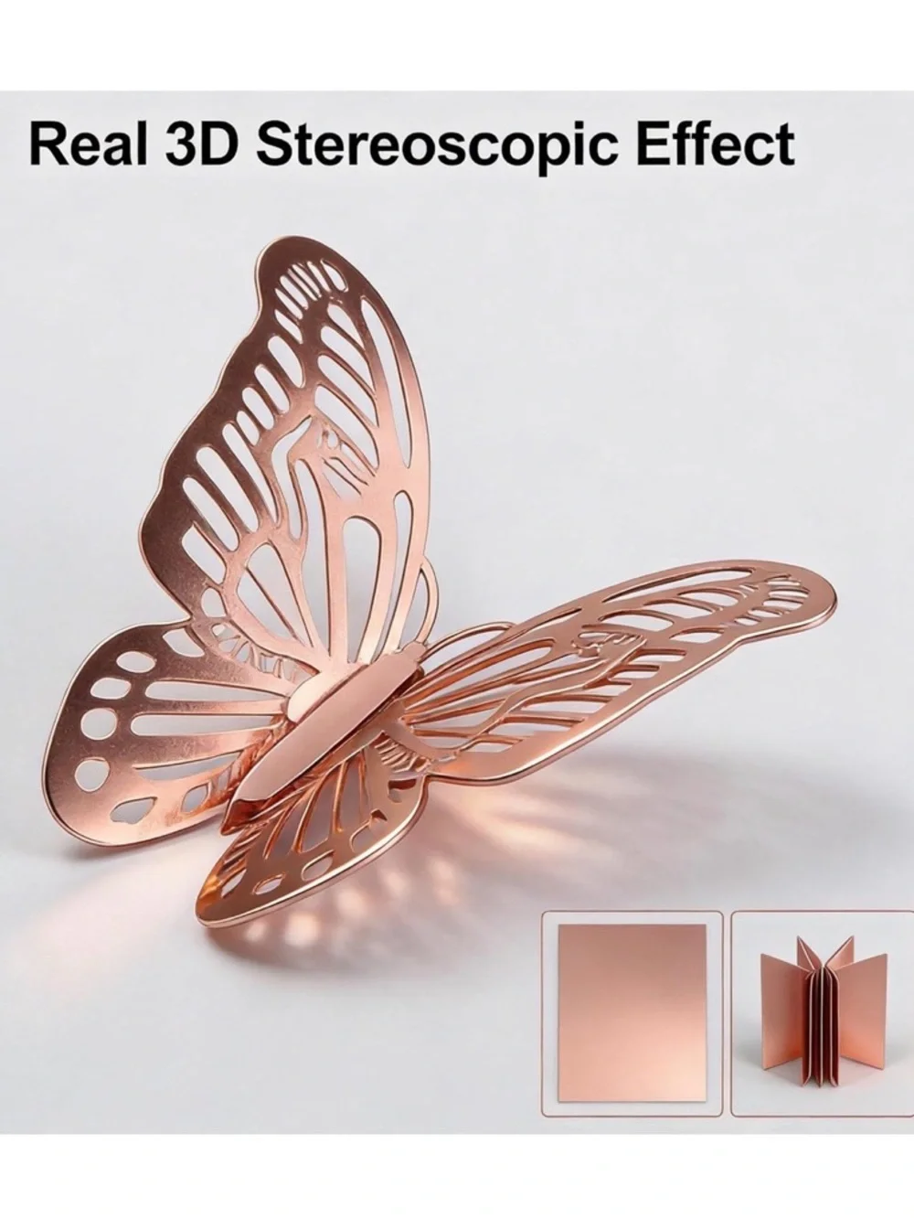 💞 New 12-Piece 3D Rose Gold Adhesive Butterfly Craft & Wall Decor Set